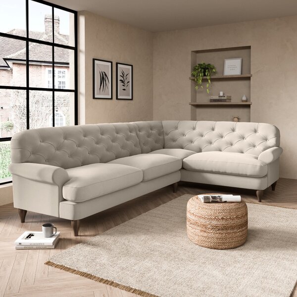 Canterbury Luxury Velvet Right Hand Corner Sofa Luxury Velvet Natural