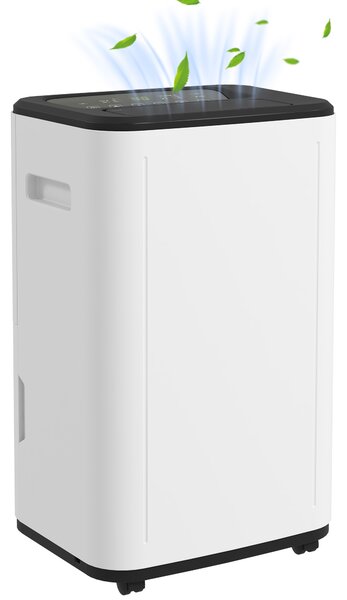 HOMCOM 20L/Day Quiet Compact Dehumidifier with 24H Timer, 3 Dehumidifying Modes, for Home Laundry Basement Aosom UK