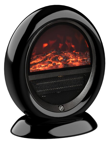 HOMCOM Free standing Electric Fireplace Heater with Realistic Flame Effect, Rotatable Head, Overheating Protection, 1500W, Black