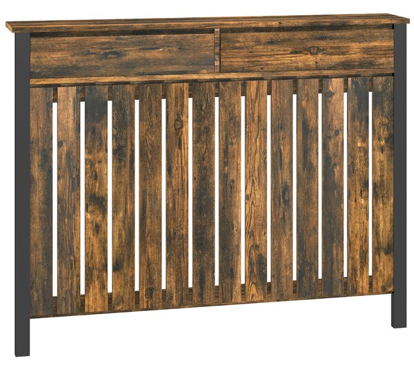 HOMCOM 93 x 119cm Rustic-Look Radiator Cover - Brown/Black Aosom UK