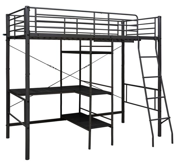 Bunk Bed with Table without Mattress Black Metal 90x200 cm