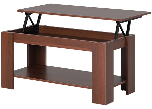 HOMCOM Modern Lift Up Top Coffee Table Desk Hidden Storage Bottom Shelf 100W x 50D x 63H cm