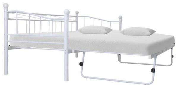 Bed Frame White Steel 180x200/90x200 cm 6FT Super King