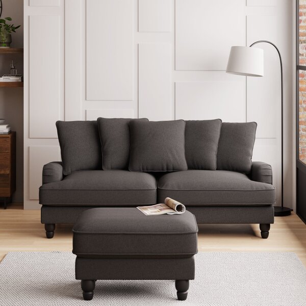 Beatrice Scatter Back Fabric 3 Seater Sofa Charcoal