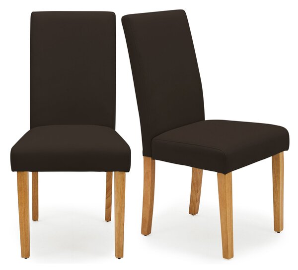 Hugo Set of 2 Dining Chairs Chocolate PU Leather Brown