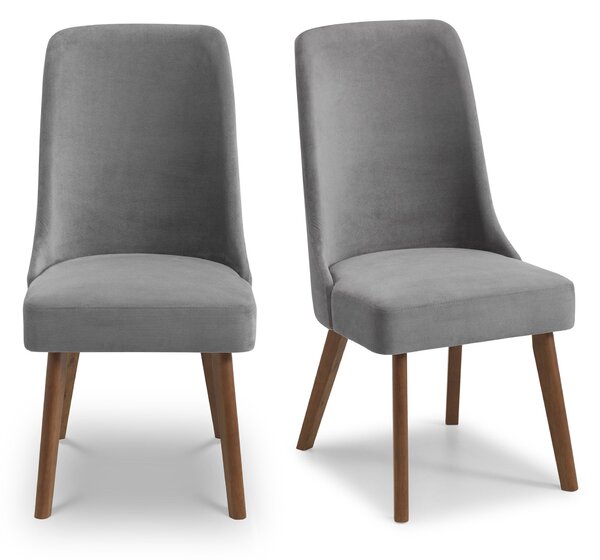 Huxley Set of 2 Dining Chairs Grey Chenille Grey