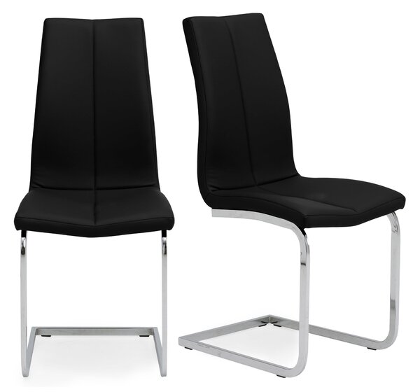 Jamison Set of 2 Dining Chairs Black PU Leather Black