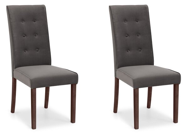 Madrid Set of 2 Dining Chairs Grey Velvet Grey
