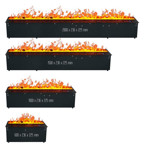 Built-in 3D Electric Fireplace Insert with Water Vapour, LED, with APP, ElectricSun MISTique XXL 200 cm