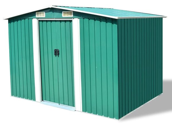 Garden Storage Shed Green Metal 257x205x178 cm