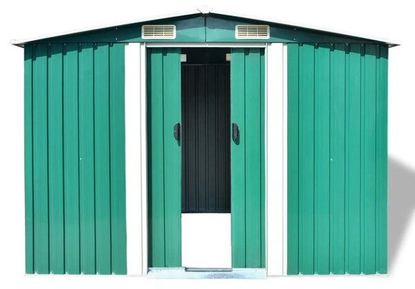 Garden Storage Shed Green Metal 257x205x178 cm