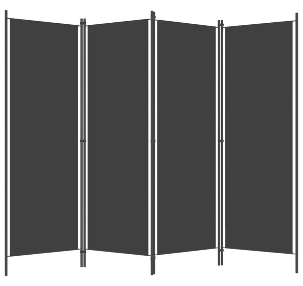 4-Panel Room Divider Black 200x180 cm