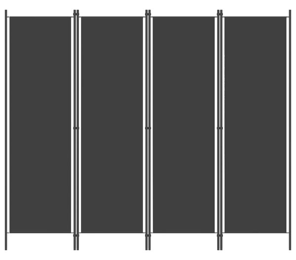 4-Panel Room Divider Black 200x180 cm