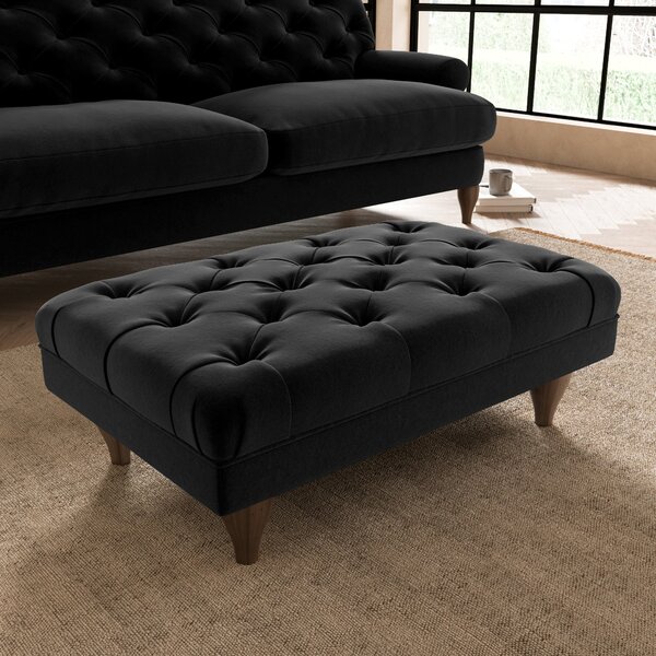 Warwick Luxury Velvet Footstool Luxury Velvet Black