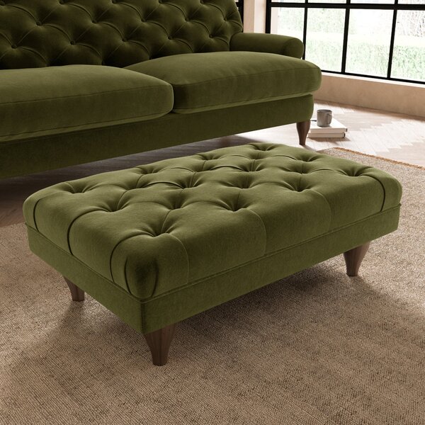 Warwick Luxury Velvet Footstool Luxury Velvet Olive