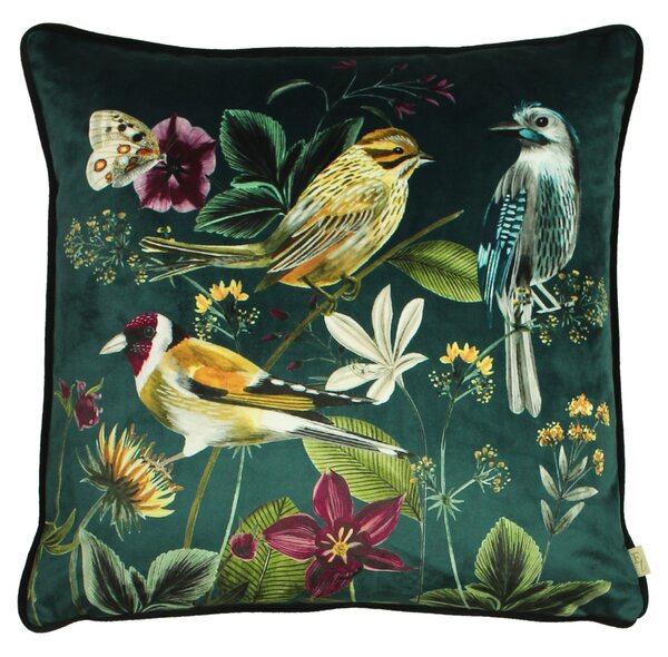 Midnight Garden Bird Cushion Green