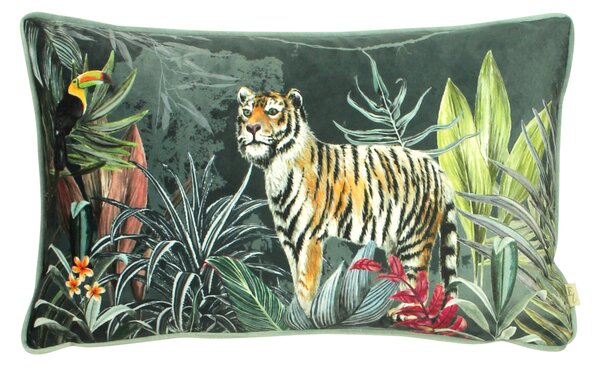 Zinara Tiger Rectangular Cushion Grey