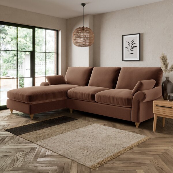 Salisbury Luxury Velvet Left Hand Corner Sofa Brown