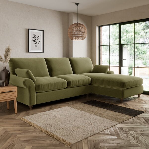 Salisbury Luxury Velvet Right Hand Corner Sofa Green