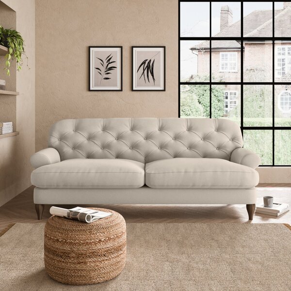 Canterbury Luxury Velvet 3 Seater Sofa Luxury Velvet Natural