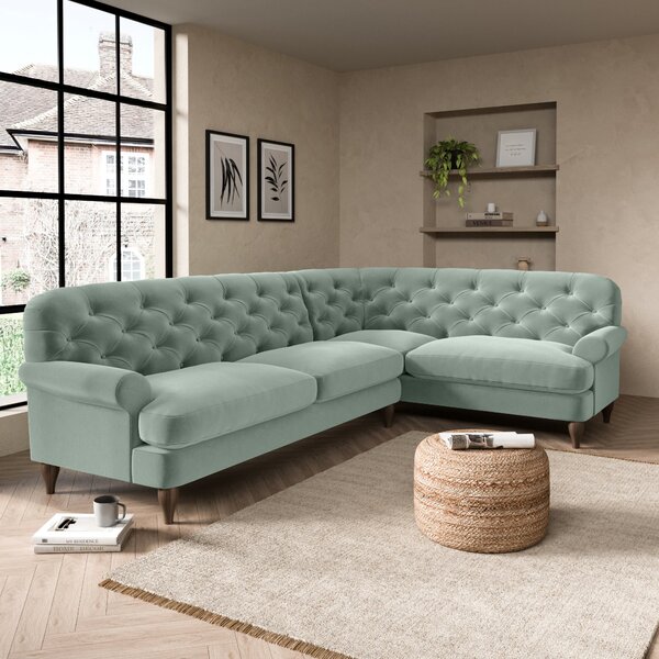 Canterbury Luxury Velvet Right Hand Corner Sofa Green