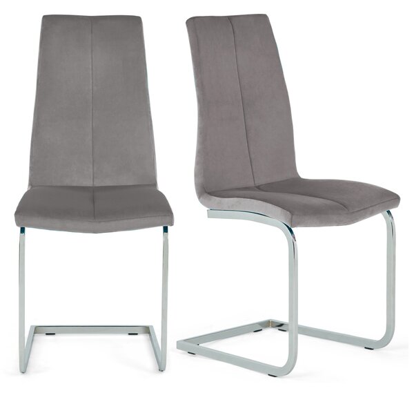 Jamison Set of 2 Dining Chairs Light Grey Velvet Grey
