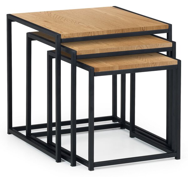 Tribeca Oak Nest of 3 Tables Black