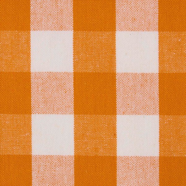 Homescapes Orange Block Check Gingham Cotton Fabric Material Per Metre