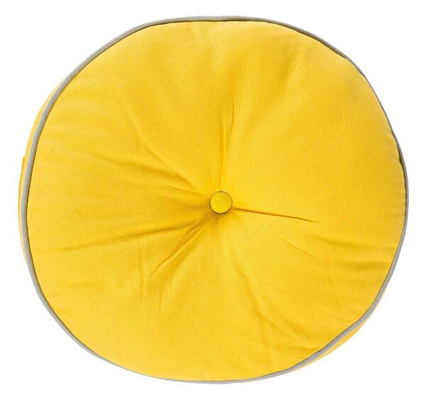 Homescapes Yellow and Grey Round Floor Cushion