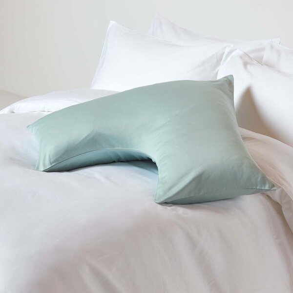 Duck Egg Blue V Shaped Pillowcase Organic Cotton 400 Thread Count