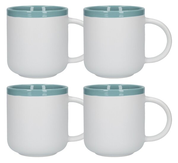 La Cafetiere Barcelona Retro Blue Pack of 4 Latte Mugs Blue and Grey