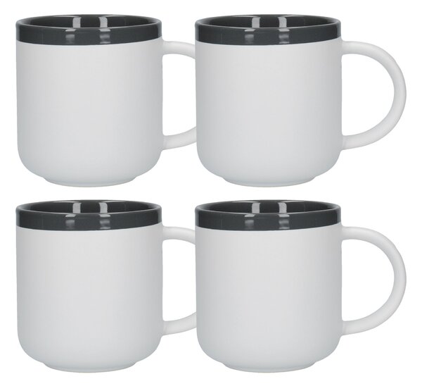 La Cafetiere Barcelona Cool Grey Pack of 4 Latte Mugs Grey and White