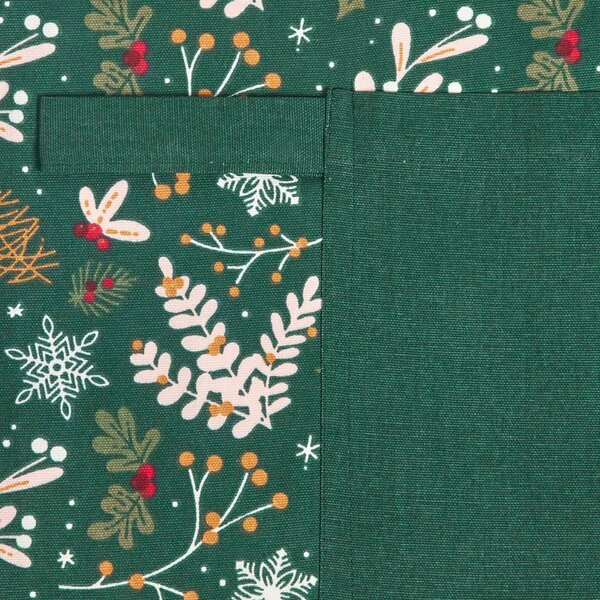 Homescapes Green Apron 100% Cotton Holly Christmas Apron