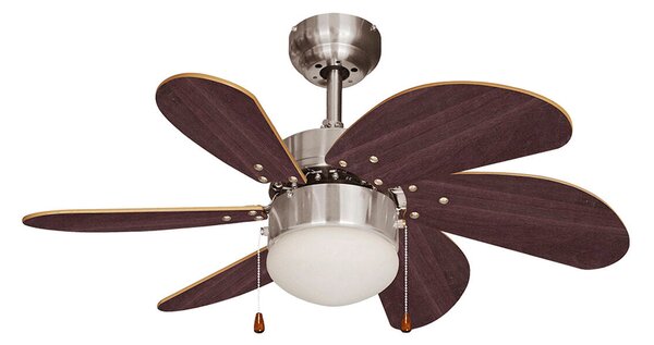 Ceiling Fan with Light EDM 33984 Aral Wengue nickel 50 W