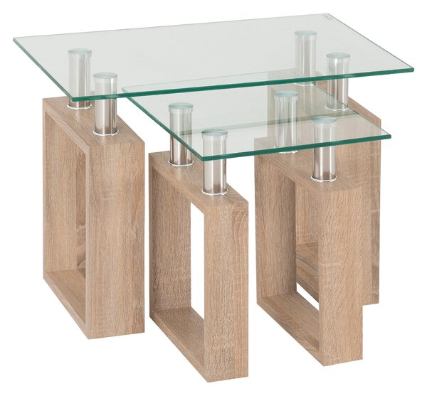 Milan Glass Top Nest of Tables Natural