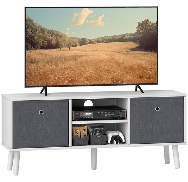 HOMCOM Morden TV Cabinet, TV Stand for TVs Up to 50 Inches with Storage Compartments and Drawer, White & Grey Aosom UK