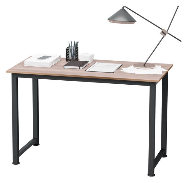 HOMCOM Computer Desk, PC Writing Table, Home Office Workstation, Adjustable Feet, Metal Frame, Oak Black Aosom UK