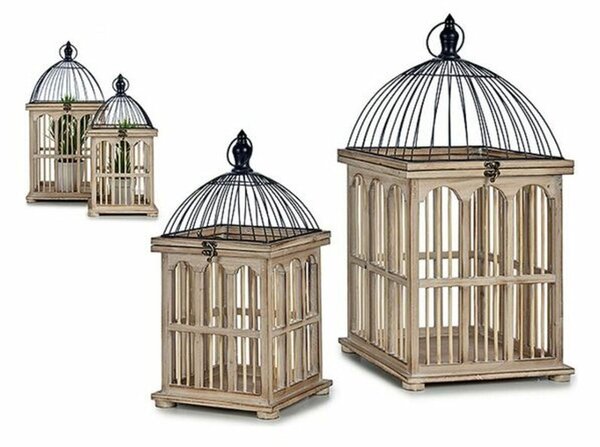 Cage Squared Wood Natural (2 Pieces)