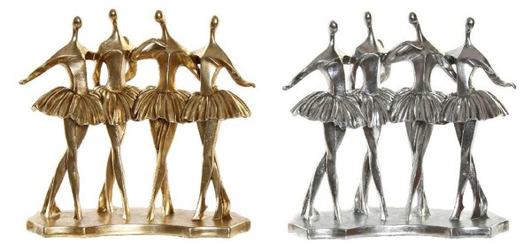 Decorative Figure DKD Home Decor 33,5 x 14,5 x 32 cm Silver Golden Resin Ballet Dancer