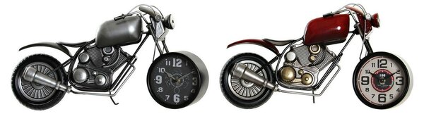 Table clock DKD Home Decor Motorcycle 44 x 13,5 x 23 cm Red Grey Motorbike Iron Vintage (2 Units)