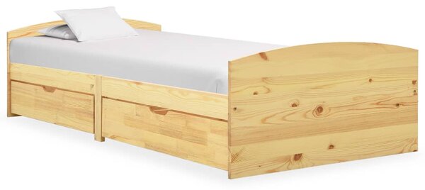 Bed Frame with 2 Drawers Solid Pine Wood 90x200 cm