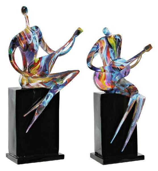 Decorative Figure DKD Home Decor RF-181549 31 x 18 x 51,5 cm Black Resin Multicolour Music