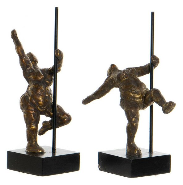 Decorative Figure DKD Home Decor 20 x 10 x 31 cm Golden Aluminium Mango wood Ballet Dancer Modern