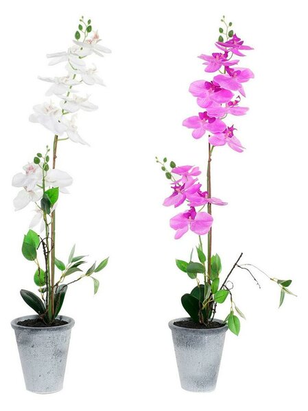 Decorative Plant DKD Home Decor Stoneware Orchid 21 x 21 x 82 cm (2 Units) (12 Units)