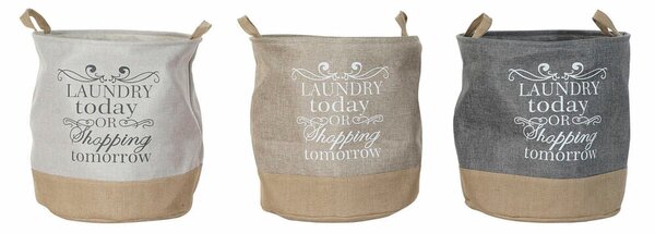 Basket DKD Home Decor Beige Grey Light brown 39 x 39 x 41 cm Polyester (3 Units) (3 Pieces)