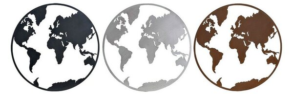 Decorative Figure DKD Home Decor World Map Black Copper White 60 x 1 x 60 cm (3 Pieces)