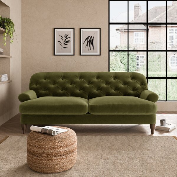 Canterbury Luxury Velvet 3 Seater Sofa Luxury Velvet Olive