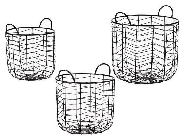 Set of Baskets Black Metal (3 pcs)