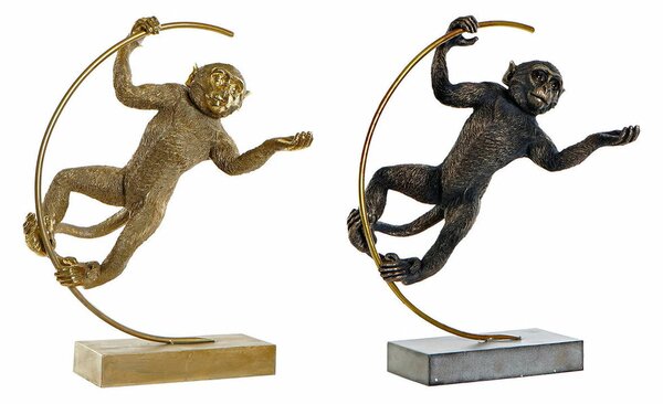 Decorative Figure DKD Home Decor 33 x 25 x 48 cm Black Golden Monkey Modern (2 Units)