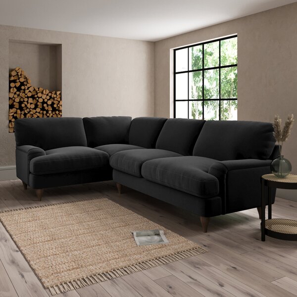 Darwin Luxury Velvet Left Hand Corner Sofa Black